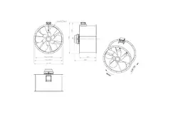Axial 1000 mm rökgasfläkt med kanal F400 - AL 1000 D4 F4 03 CFG