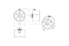 Axial 1000 mm kanalfläkt rökgas F400 - AL 1000 D4 F4 04 CFG