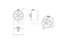 Axial 900 mm rökgasfläkt med kanal F300- AL 900 D6 F3 03 CFG