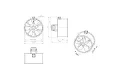 Axial 1250 mm kanalfläkt rökgas F300- AL 1250 D6 F3 06 CFG