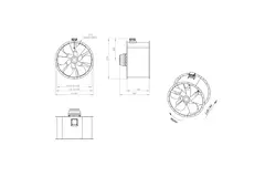 Axial 1120 mm rökgasfläkt med kanal F300- AL 1120 D6 F3 05 CFG