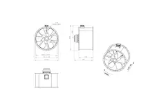 Axial 1120 mm rökgasfläkt med kanal F400 - AL 1120 D6 F4 03 CFG