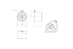 Axial 500 mm rökgasfläkt med kanal F400 - AL 500 D4 F4 02 CFG