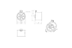 Axial 450 mm rökgasfläkt med kanal F300- AL 450 D42U F3 02 CFG