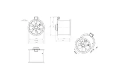 Axial 500 mm rökgasfläkt med kanal F300- AL 500 D42U F3 01 CFG
