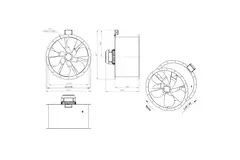 Axial 710 mm rökgasfläkt med kanal F400 - AL 710 D6 F4 02 CFG