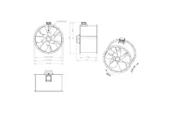 Kanalfläkt axial 1000 mm rökgas F400 - AL 1000 D84U F4 01 CFG