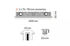 Ergovent putsbar ramlös linjär ventilationsgaller 1000 mm med anslutningsdiameter 75 mm – standard