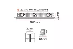 Ergovent ramlös spaltdiffusor 1050 mm med anslutningsdiameter 75 mm - modulär - 1 slits
