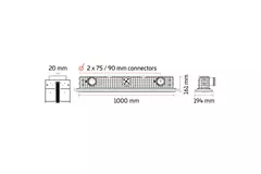 Ergovent ramlös spaltdiffusor 1000 mm med anslutningsdiameter 90 mm - profil