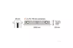 Ergovent ramlöst galler 1000 mm med anslutningsdiameter 90 mm - standard