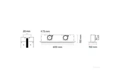 Ergovent ramlöst spaltdiffusor 600 mm med anslutningsdiameter 75 mm - profil