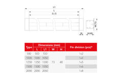Aluminiumgaller med 1 justerbart mönsterblad – 1500 mm – RAL 9010 + Akustiskt isolerat plenum med luftflödesreglerventil