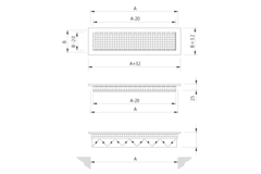 Vägggaller av aluminium med fast galler - med friktionsfjädrar - 500x200 mm - RAL 9005