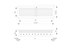 Enkelt justerbart vägggaller i aluminium - med friktionsfjädrar - 400x200 mm - RAL 9005
