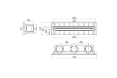 Ergovent infällbart ramlöst linjegaller 1000 mm med anslutningsdiameter 150 mm – luftkonditionering – 3 slitsar