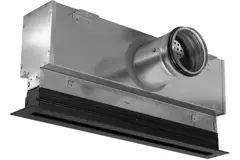 Aluminiumgaller med 1 justerbart mönsterblad – 500 mm – RAL 9005 + Akustiskt isolerat plenum med luftflödesreglerventil