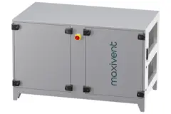 Maxivent WTW-luftbehandlingsaggregat med motströmsvärmeväxlare, 2000 m³/h, med elektrisk värmare, horisontellt till höger – PHE 2000 H EOJR
