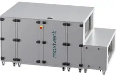 Maxivent WTW-luftbehandlingsaggregat med motströmsvärmeväxlare, 7600 m³/h, med varmvattenbatteri och kallvattenbatteri, horisontellt till höger – PHE 7600 H WKJR T 02