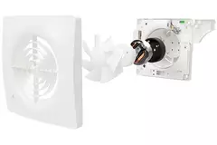 Badrumsfläkt Supra Ø 100 mm med fuktsensor och timer med dragsnöre Ø 125 mm -125HT