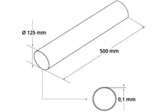 Runt ventilationsrör i plast Ø 125 mm L=0,5 meter A125-0,5