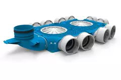 Vent-Axia Uniflexplus kompositfördelare 10 x Ø 90 mm med vertikal tapp Ø 125 mm