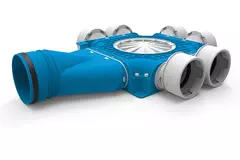 Vent-Axia Uniflexplus kompositfördelare 6 x Ø 90 mm med horisontell tapp Ø 125 mm