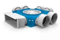 Vent-Axia Uniflexplus kompositfördelare 6x Ø 90 mm till galvaniserade rektangulära ventilationskanaler 220x80 mm