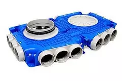 Vent-Axia Uniflexplus underfördelningsskåp 18 x Ø 69 mm sidoanslutning med tapp Ø 160 mm