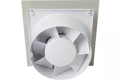 Air Roxy badrumsfläkt med anslutningsdiameter 125 mm med försenad start och timer – front av guldfärgad aluminium