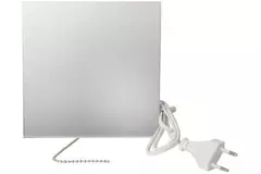 Badrumsfläkt Ø 125 mm med dragsnöre och stickkontakt – front av glas i satinsilver