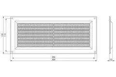 Rektangulärt ventilationsgaller med galler 130x300, grått - VR1330P
